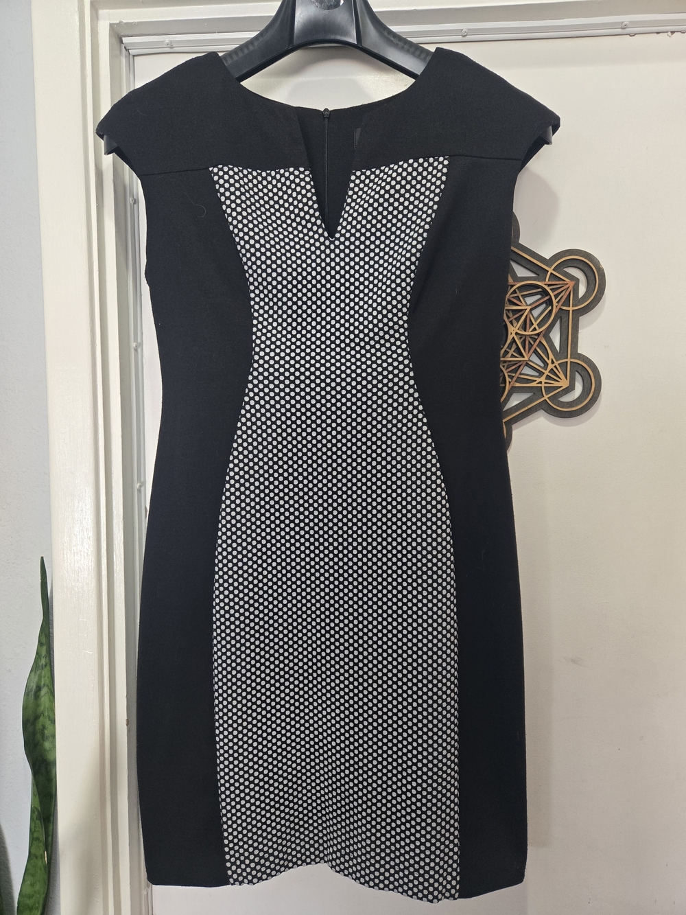 Black and White Polka-Panel Midi Dress